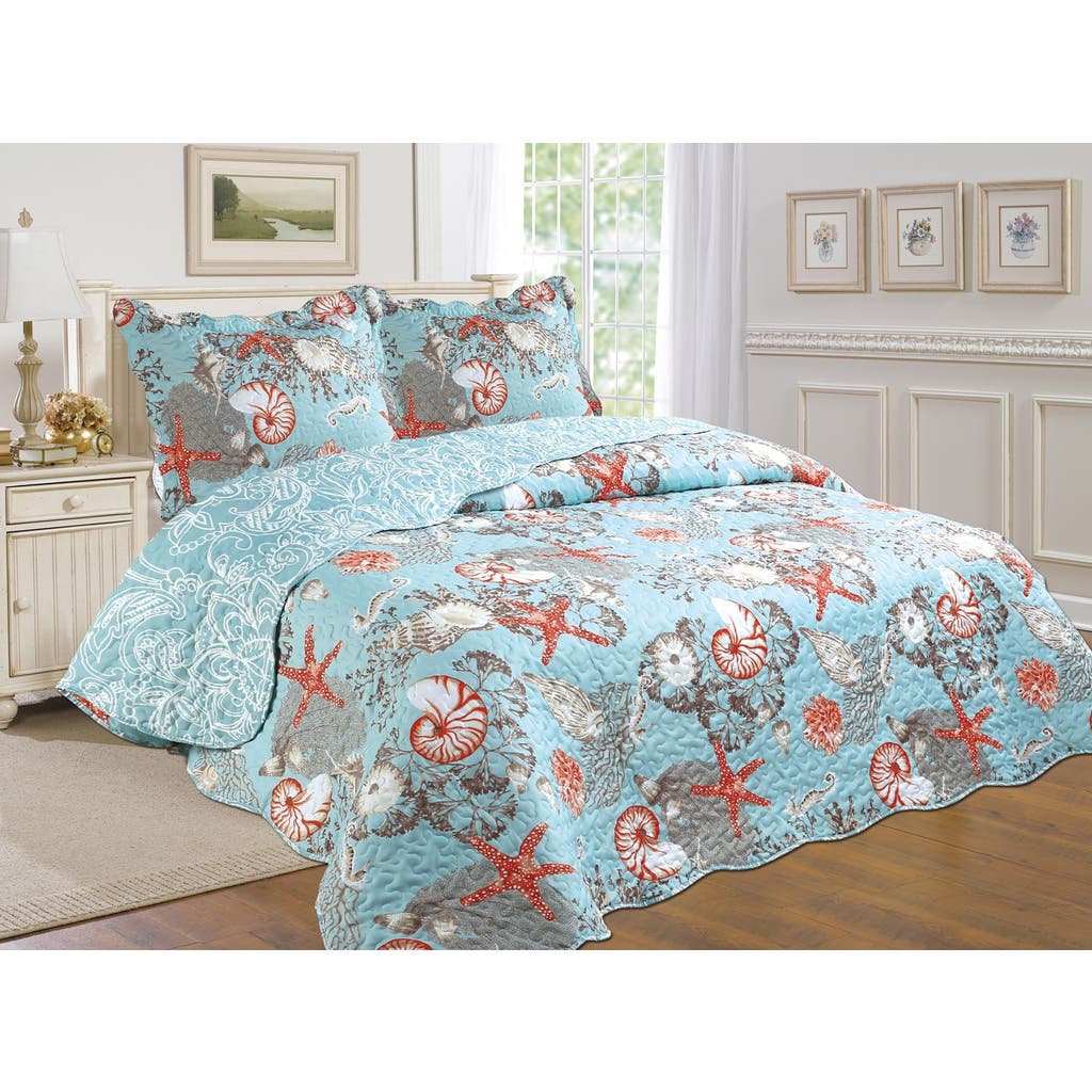 J&v Textiles J And V Textiles Reversible Quilt Set