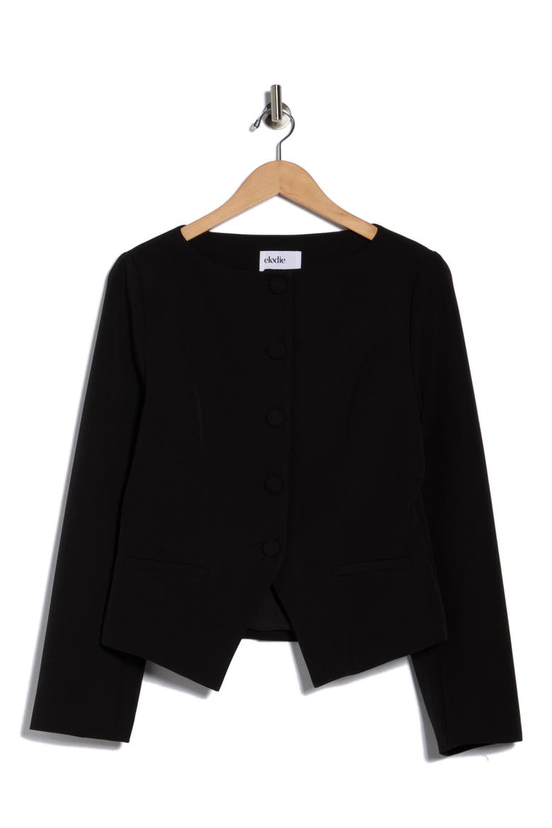 Collarless Crop Blazer, Alternate, color, BLACK