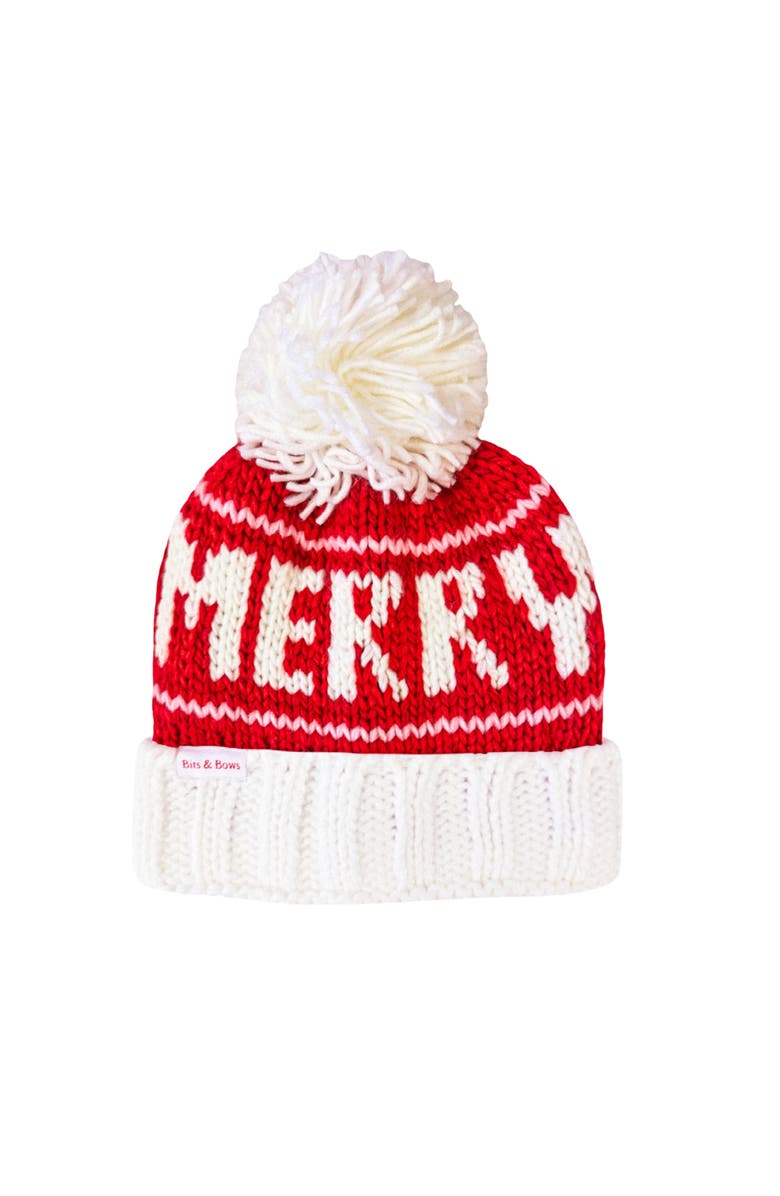 Bits & Bows Merry Bobble Hat, Main, color, Red