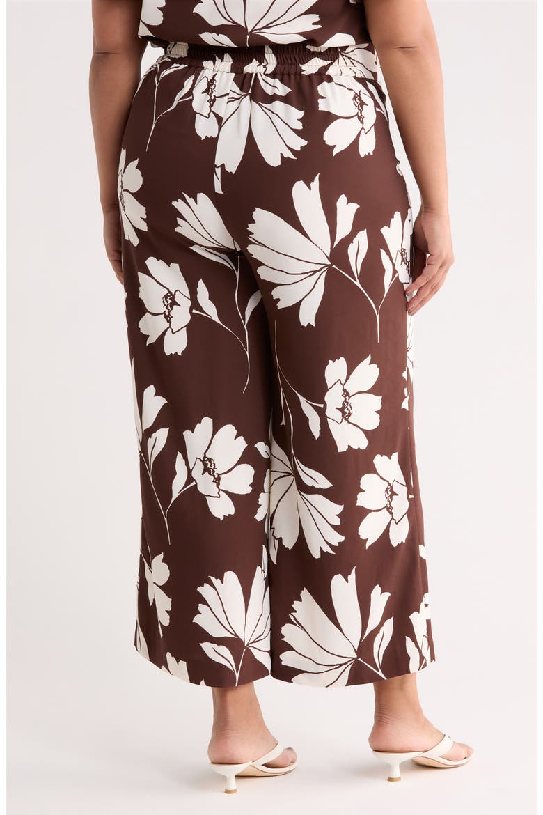 Floral High Waist Crop Wide Leg Pants, Alternate, color, DK CHOC/ WHT DV