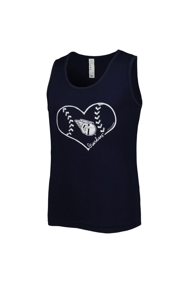 Girls Youth Soft as a Grape Navy Cleveland Guardians Team Tank Top, Alternate, color, Navy