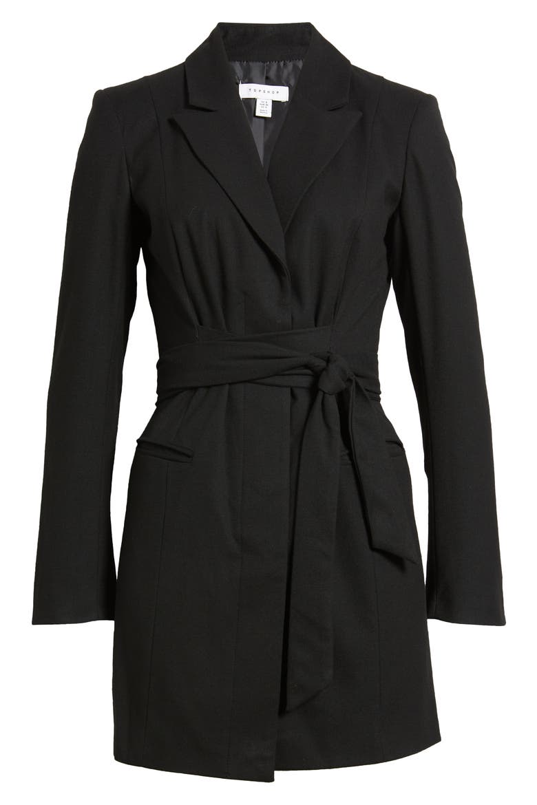 Long Sleeve Blazer Minidress, Alternate, color, BLACK