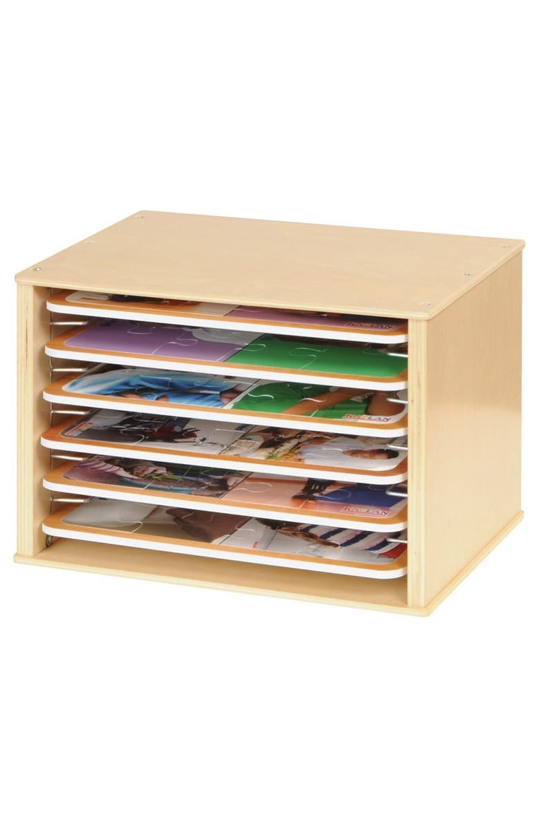 Kaplan Early Learning Company Kaplan Wooden Puzzle Rack, Alternate, color, Beige