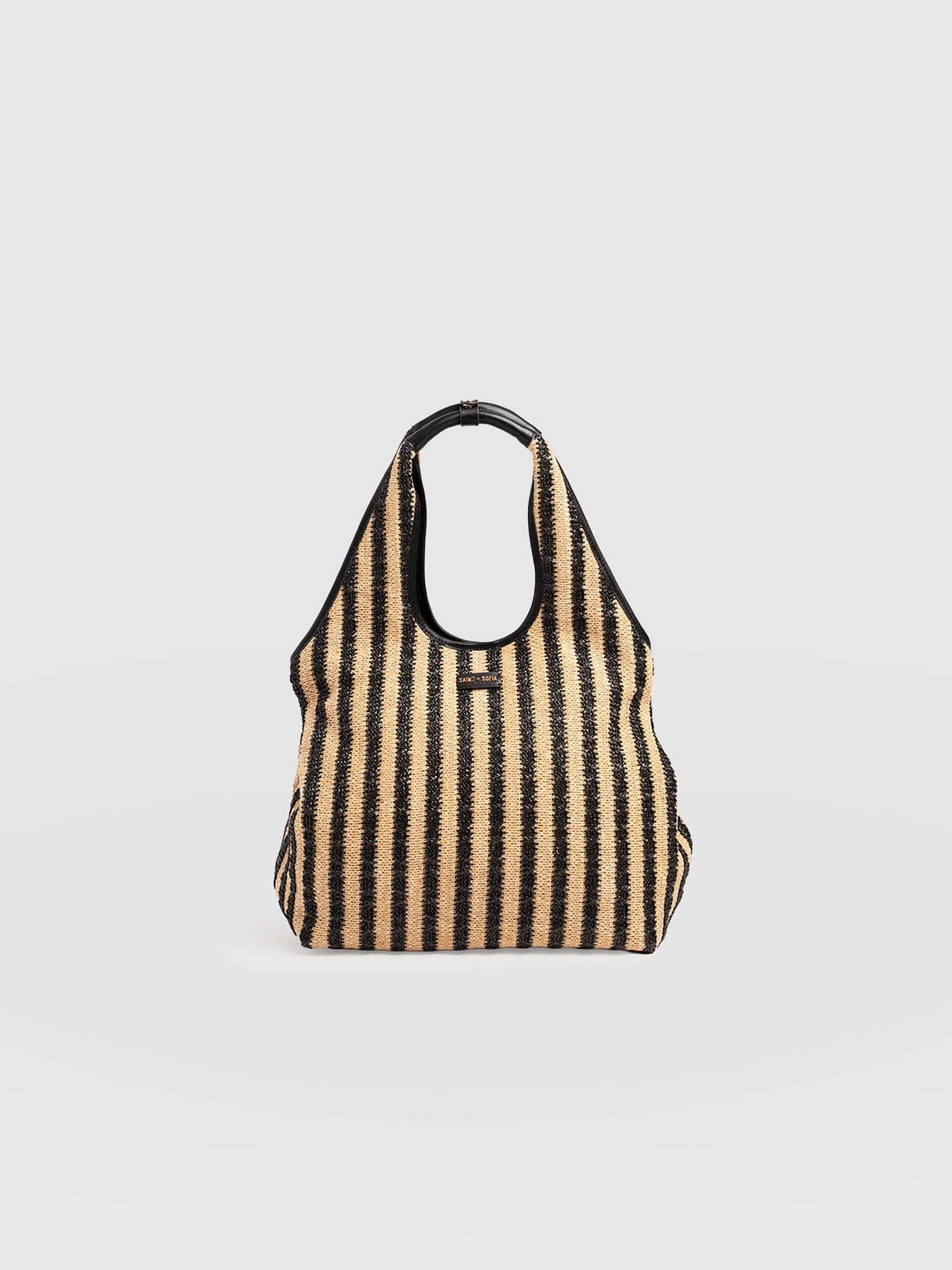 Large Stella Shoulder Tote Bag, Alternate, color, Black Raffia