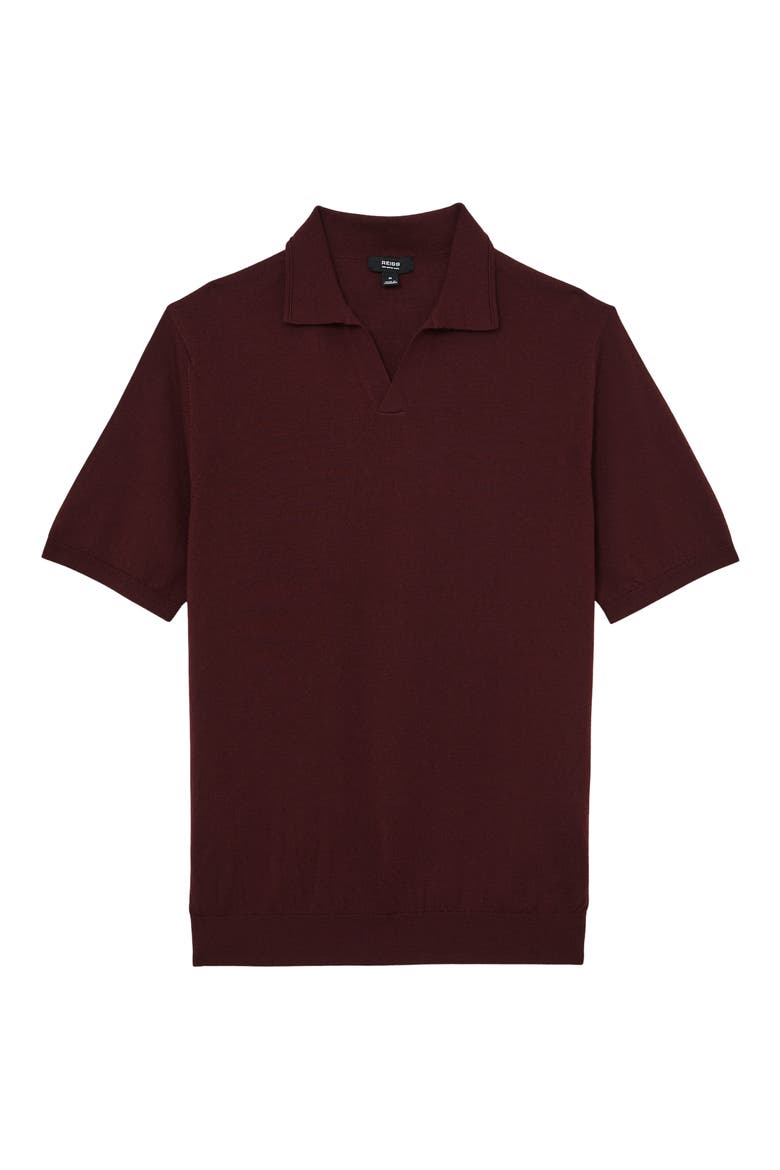 Duchie Short Sleeve Wool Polo Sweater, Alternate, color, PORT RED