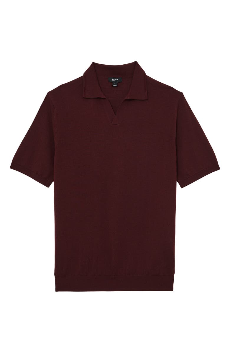 Reiss Duchie Short Sleeve Wool Polo Sweater, Alternate, color, Port Red