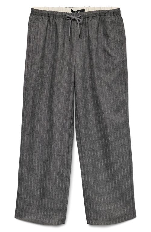Vero Moda Rhoda Pinstripe Wide Leg Drawstring Pants In Gray