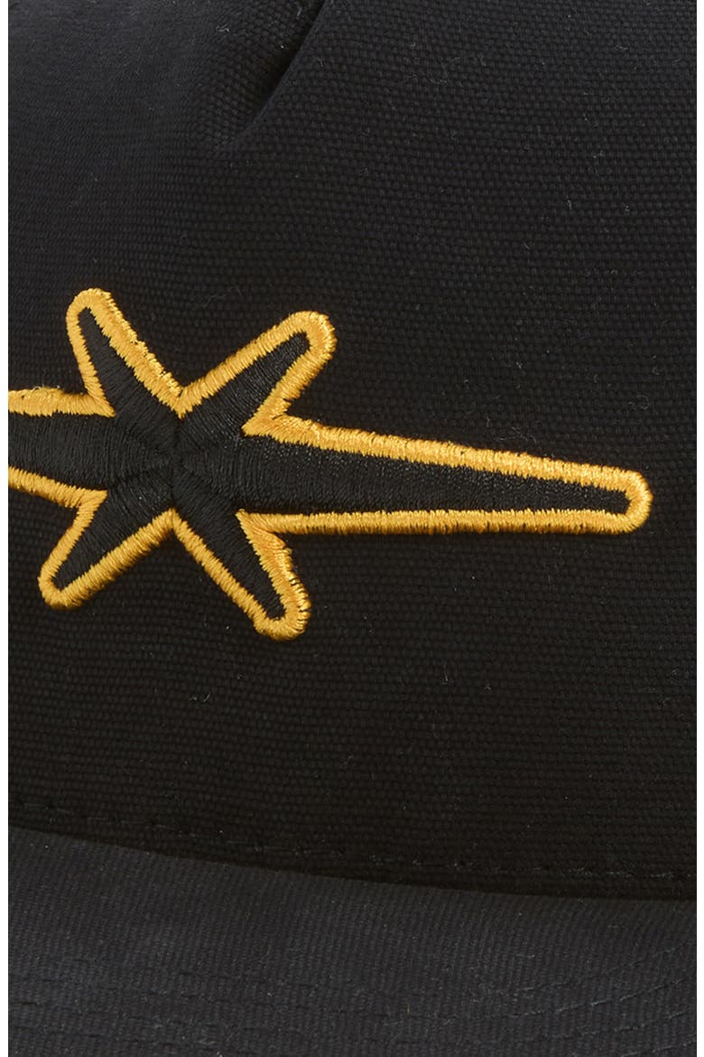 Star Logo Embroidered Snapback Trucker Hat, Alternate, color, BLACK