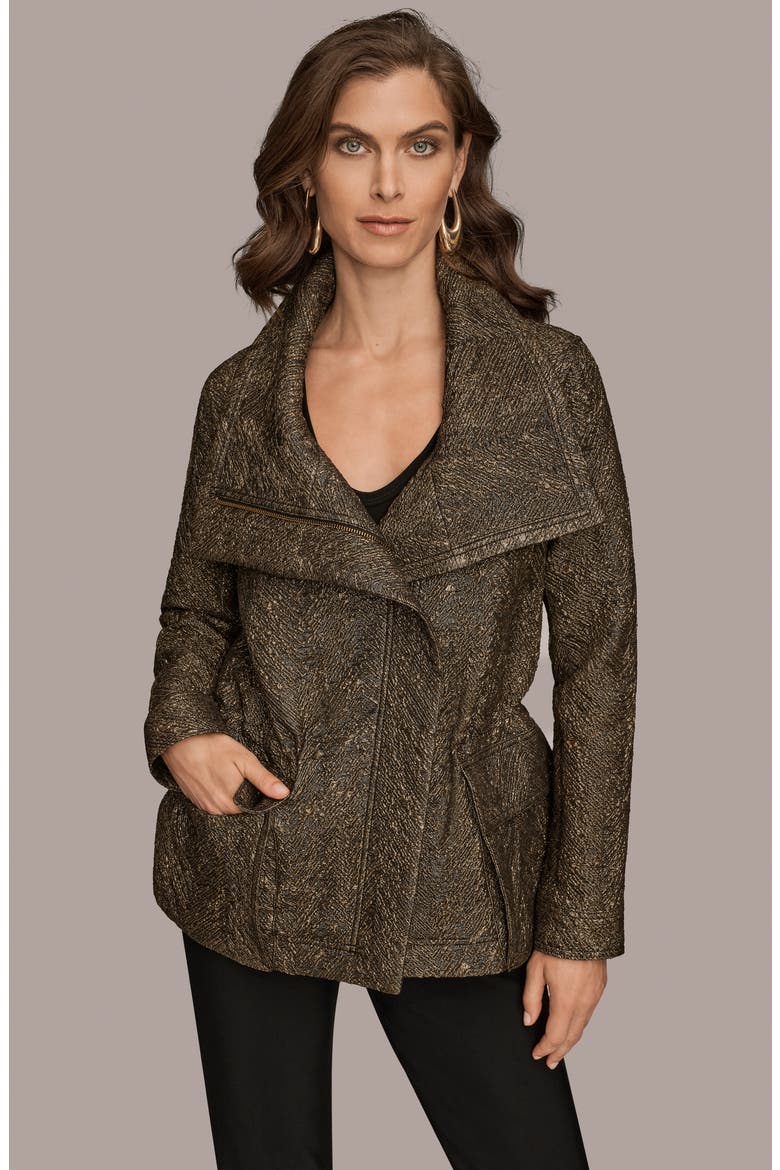 Metallic Jacquard Jacket, Alternate, color, BLACK/ GOLD