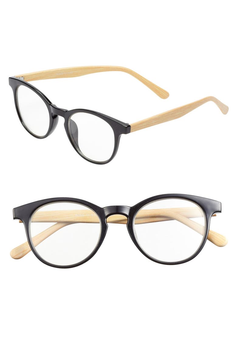 Faux Wood 48mm Optical Glasses, Main, color, BLACK/ NATURAL WOOD