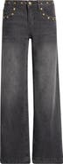 Fade Out Loud Frida Star Studded Low Rise Wide Leg Jeans