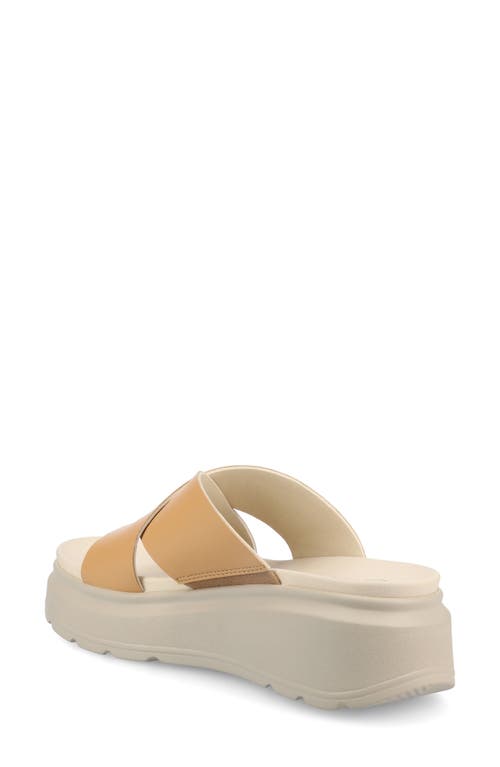 Shop Journee Collection Cathie Platform Wedge Sandal In Tan