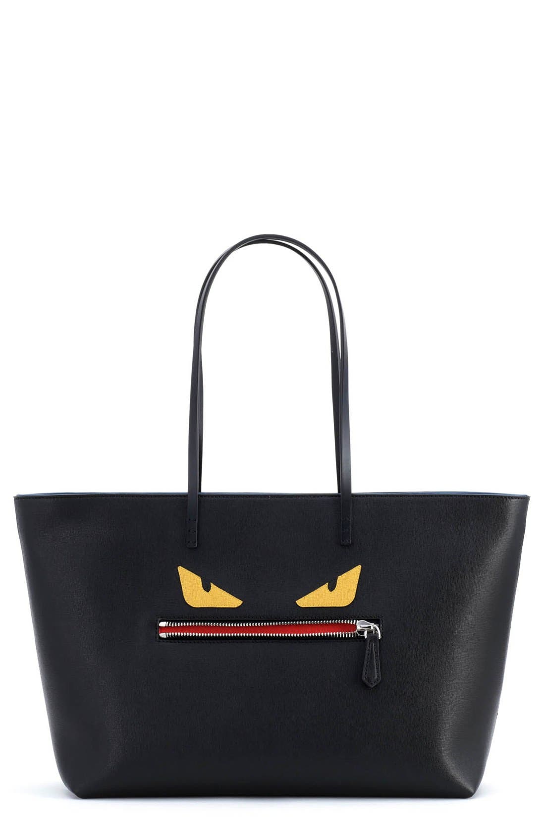 'Monster' Leather Tote, Main, color, BLACK