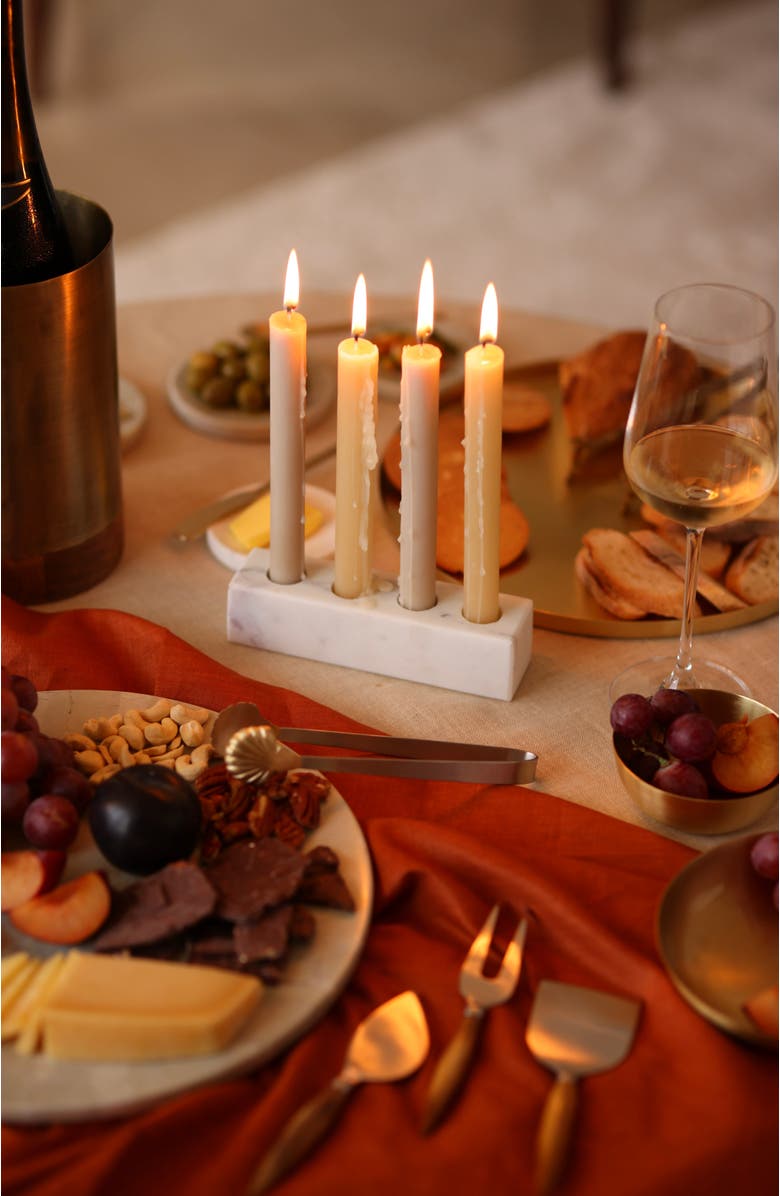 Fleck Marble Candle Holder, Alternate, color, White