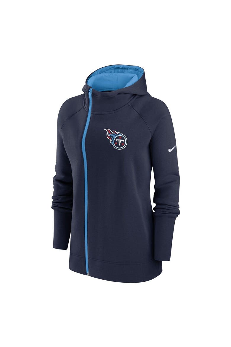 Women's Nike  Navy Tennessee Titans Asymmetrical Raglan Full-Zip Hoodie, Alternate, color, Navy