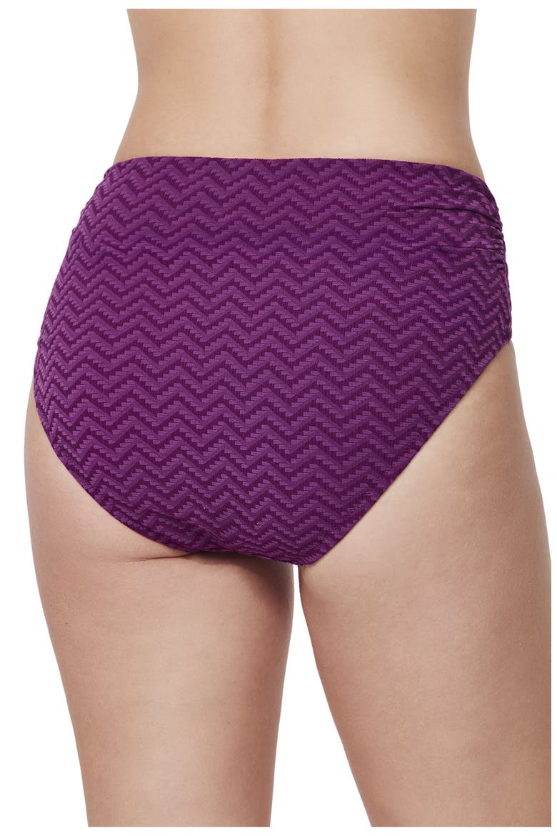 Medina Textured Shirred High Waist Swim Bottom, Alternate, color, Wine