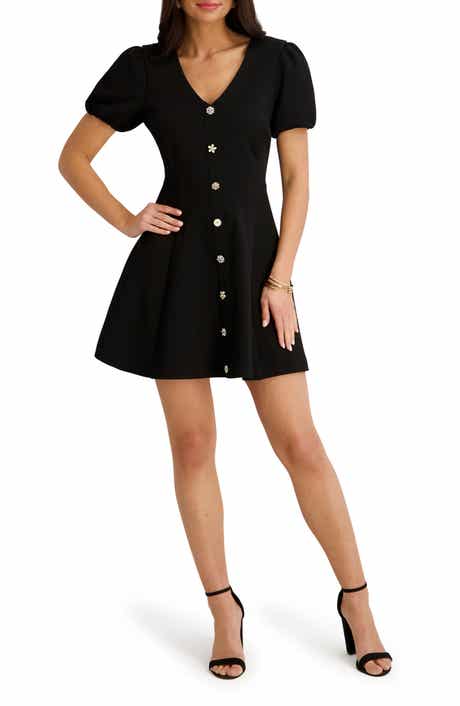 Bonded Gab Fit & Flare Dress