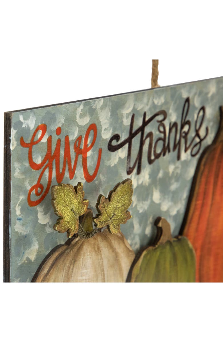 Northlight Layered Gourds "Give Thanks" 2-D Fall Harvest Hanging Wall Sign - 16.5", Alternate, color, Orange