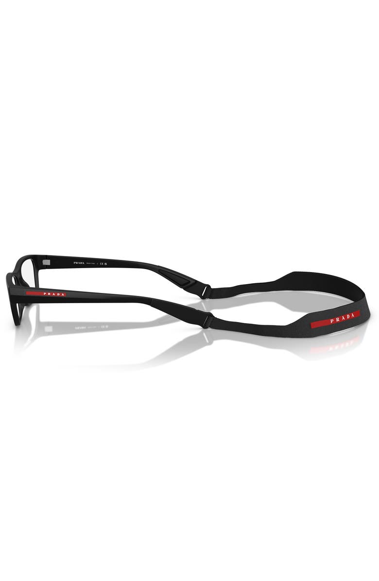 Prada Linea Rossa 56mm Rectangle optical glasses, Alternate, color, Black