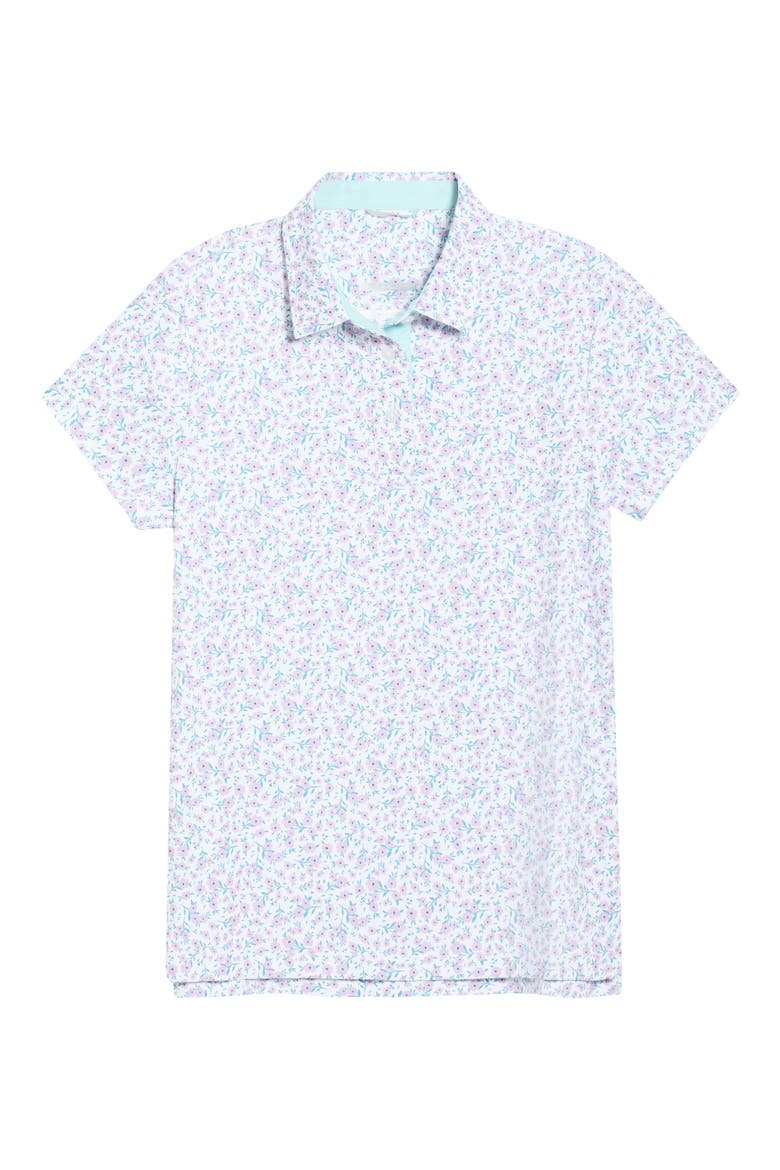 Talia Ditsy Floral Half Placket Polo, Main, color, LILAC
