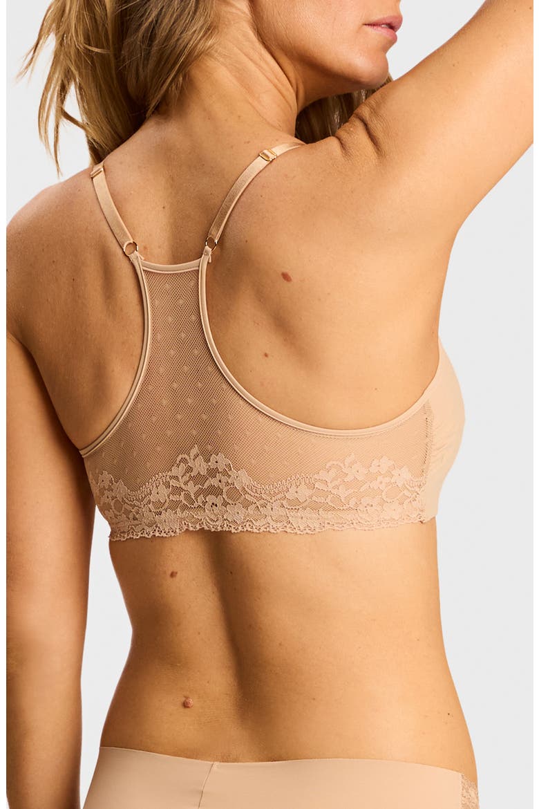 Double Take Racerback Microfiber & Lace Bra, Alternate, color, BEIGE