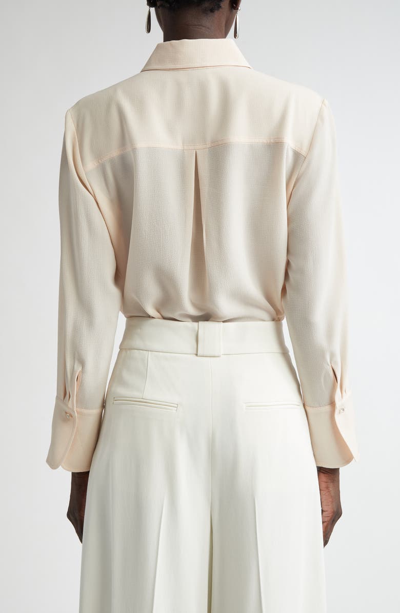 ST. JOHN Crystal Button Pintuck Crepe Button-Up Shirt, Alternate, color, Pink Blush