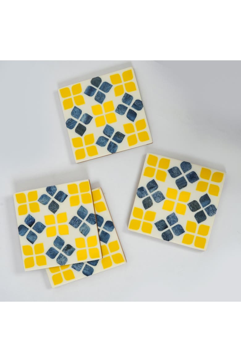 Marigold Mosaic Inlay Coasters, Alternate, color, Marigold