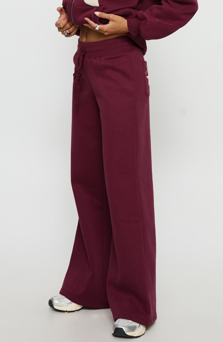 Princess Polly Stargirl Wide Leg Sweatpants, Alternate, color, Burgundy