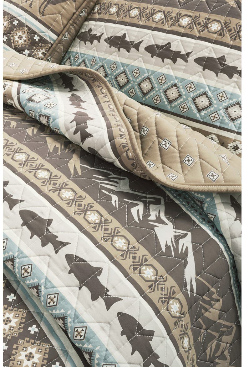 Wildlife Patchwork Quilt Set, Alternate, color, RUSTIC LODGE STRIPES