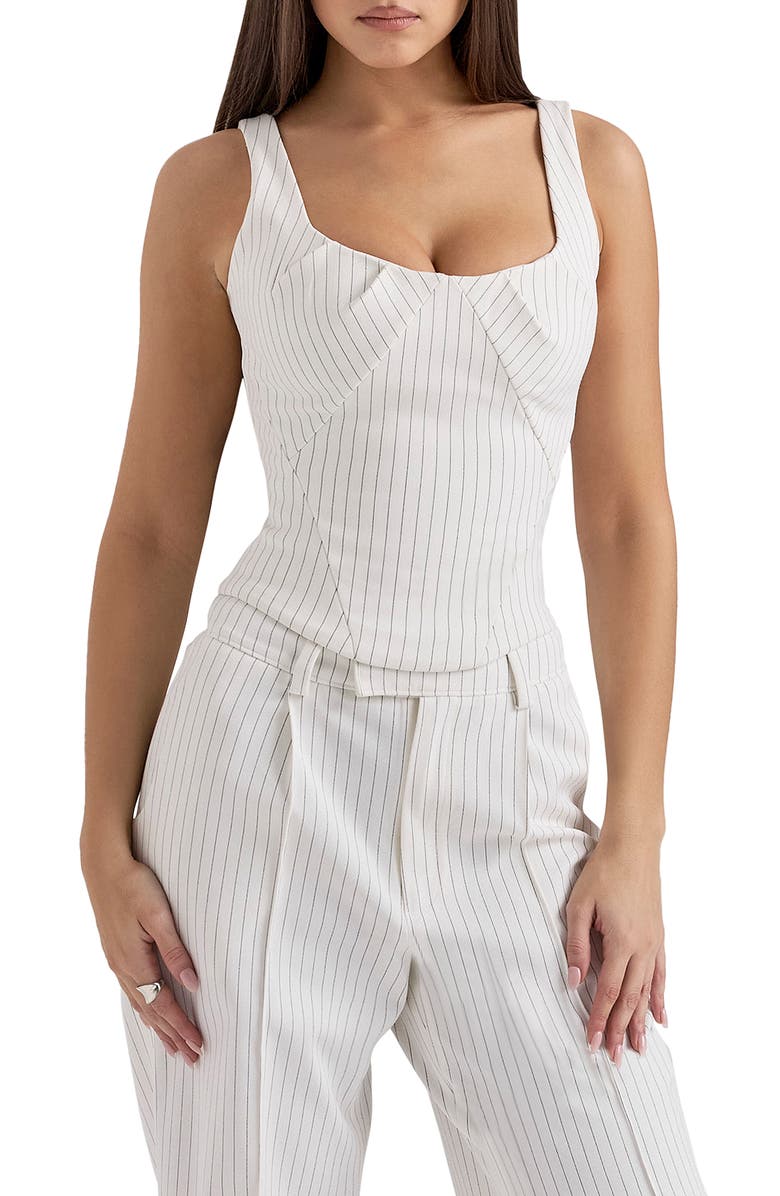 HOUSE OF CB Selma Lace-Up Corset Top, Main, color, White