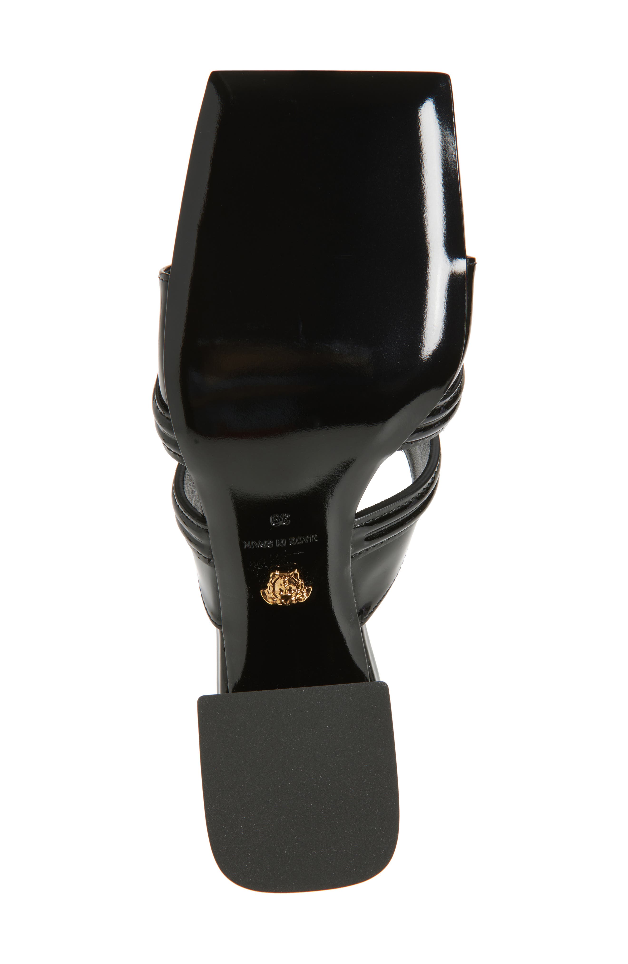 Versace Medusa 95 Square Toe Sandal, Alternate, color, Black Versace Gold