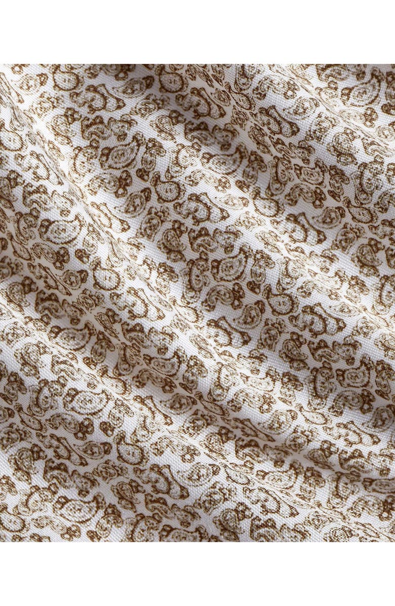 David Donahue Micropaisley Print Cotton Button-Up Shirt, Alternate, color, White/ Dune