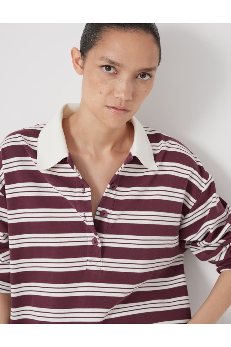 Cotton Striped Polo Top, Alternate, color, Brown Stripe