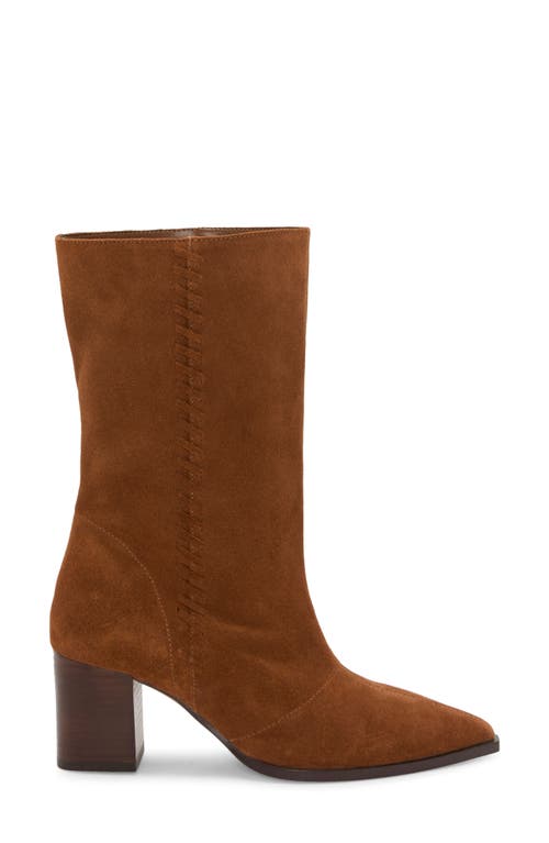 Vince Camuto Lorrys Whipstitch Block Heel Boot In Brown