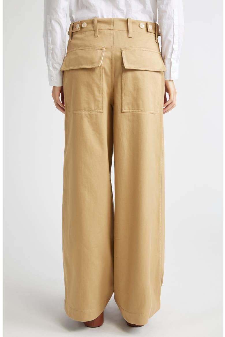 Rose Embroidered Cotton Gabardine Pants, Alternate, color, CEMENT