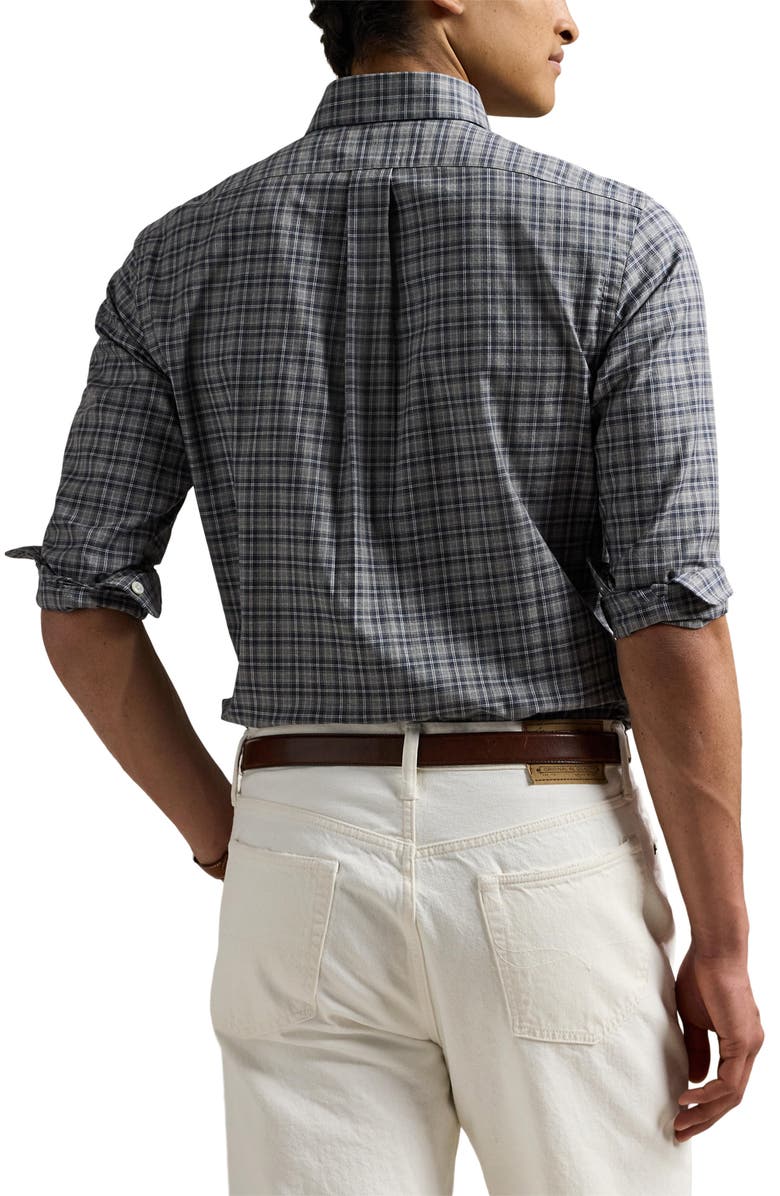 Polo Ralph Lauren Classic Fit Plaid Cotton Twill Button-Up Shirt, Alternate, color, Grey Navy Heather Multi