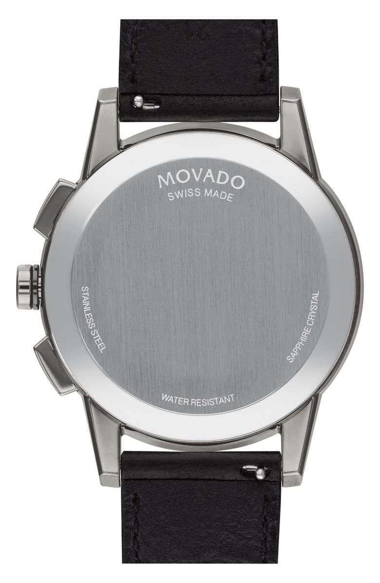 Movado Museum Chronograph Leather Strap Watch, 43mm, Alternate, color, 