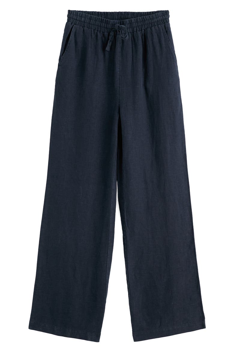 Tide Flow Wide Leg Linen Pants, Alternate, color, NAVY