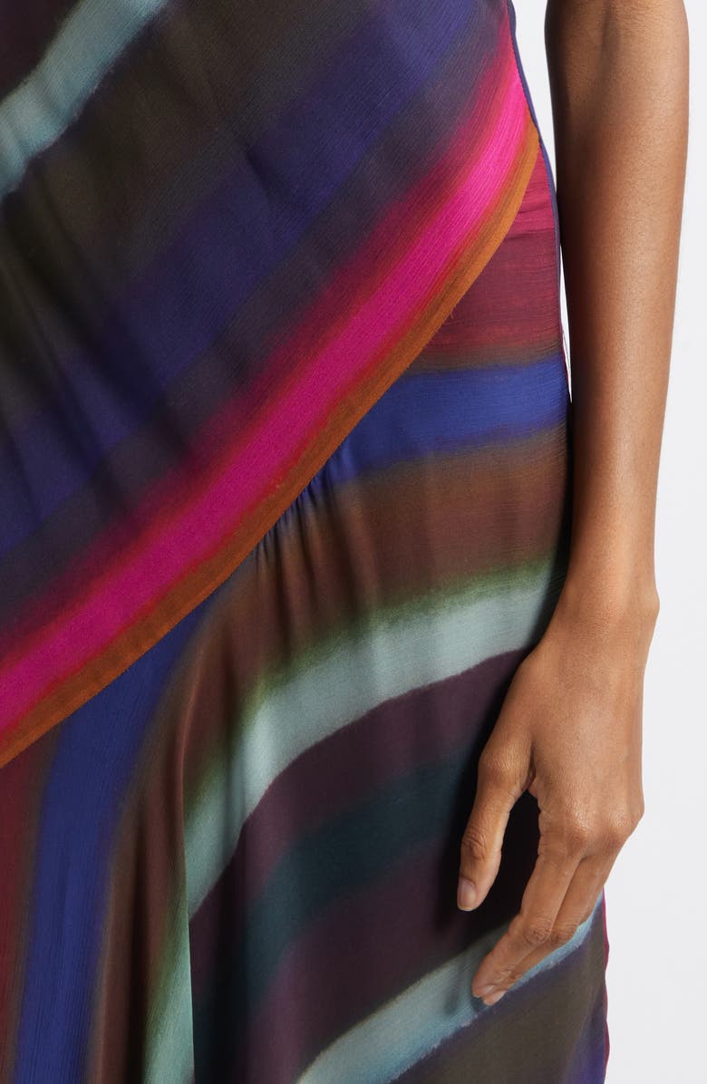 Christopher John Rogers Louie Stripe Cowl Back Bias Crinkle Chiffon Gown, Alternate, color, Roux