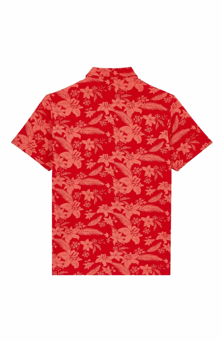 Vilebrequin Men's Printed Lightening Flower Cotton Polo, Alternate, color, Coquelicot