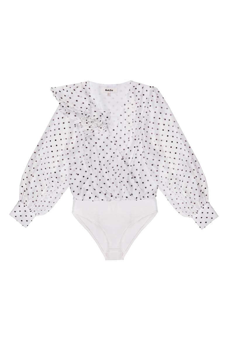 Mini Spot Frill Detail Bodysuit, Alternate, color, White