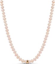 Sheryl Lowe 14K Pearl 8MM Knotted Necklace With Smooth Rondelle