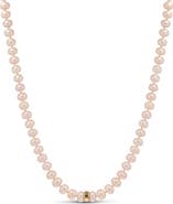 Sheryl Lowe 14K Pearl 8MM Knotted Necklace With Smooth Rondelle