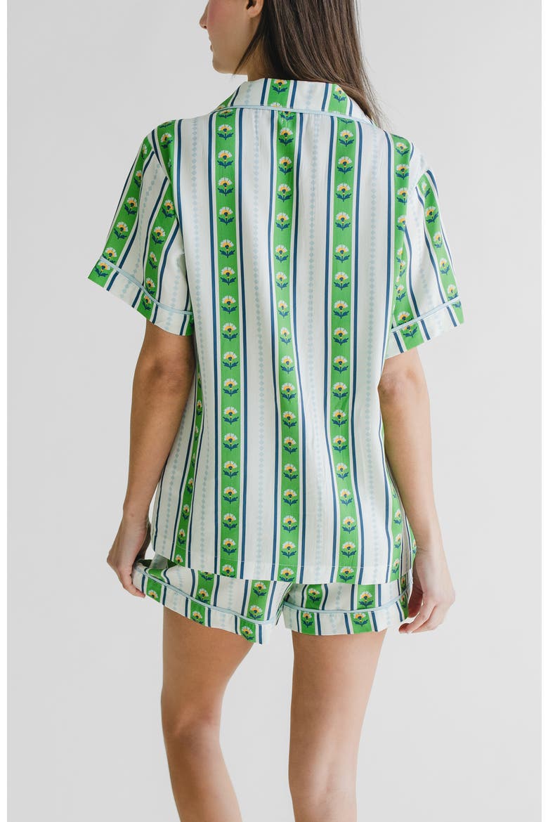 Garden Stripe Pajama Shorts Set, Alternate, color, Green