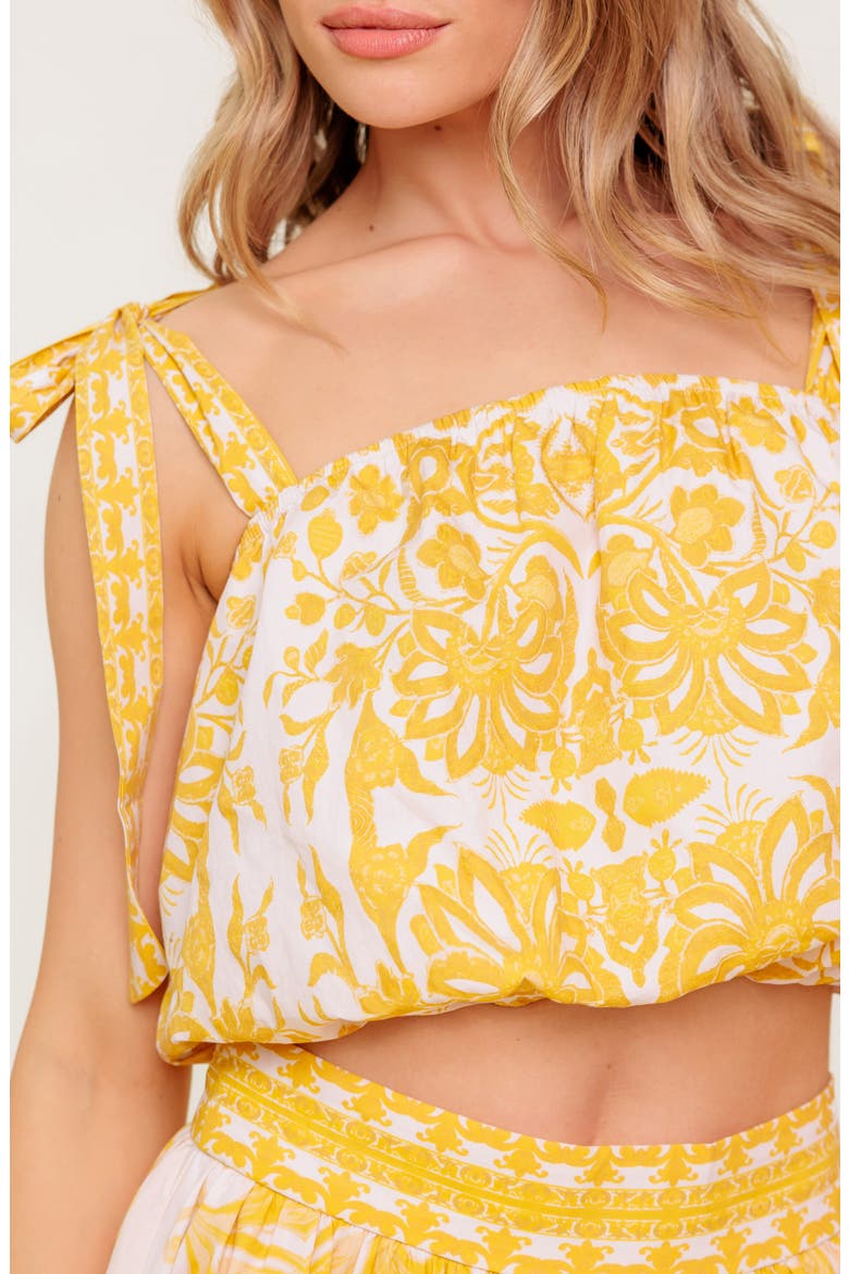 Printed Mini Skirt Set, Alternate, color, IVORY YELLOW