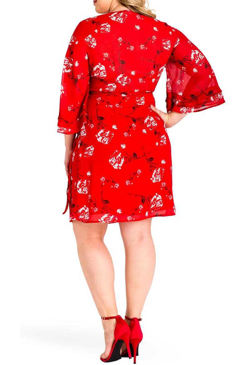 Lulu Wrap Dress, Alternate, color, RED TULIP PRINT