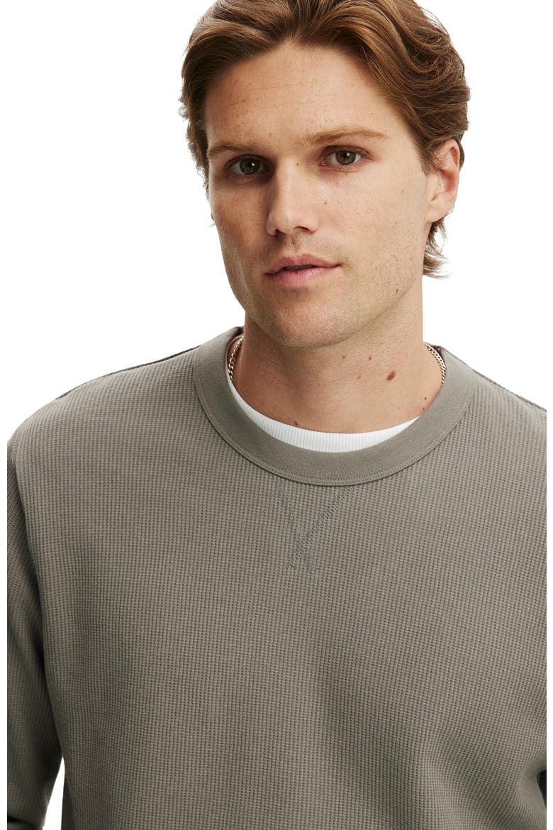 Men's Cropped Fit Long Sleeve, Alternate, color, Slate Stone Waffle