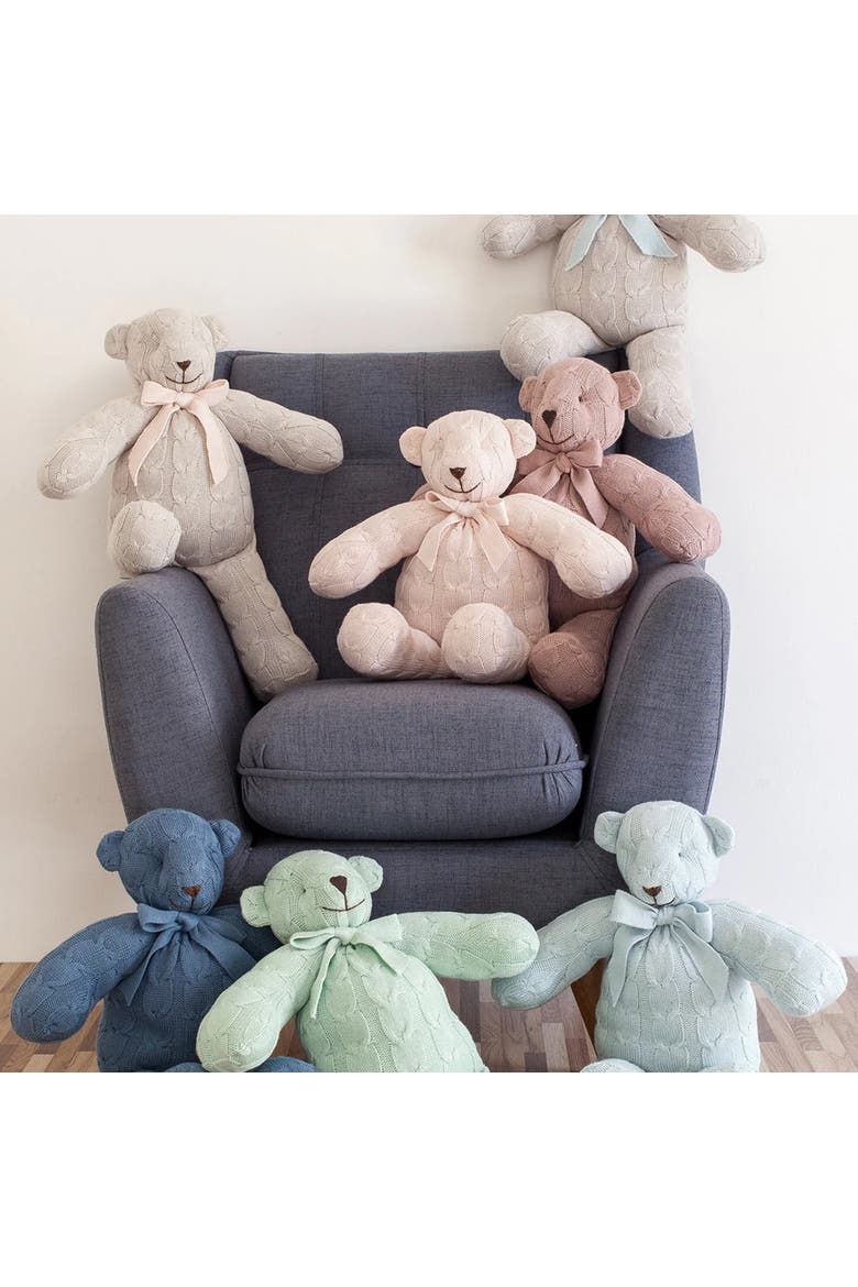 Plush Cable Knit Teddy Bear, Alternate, color, Dark Blue
