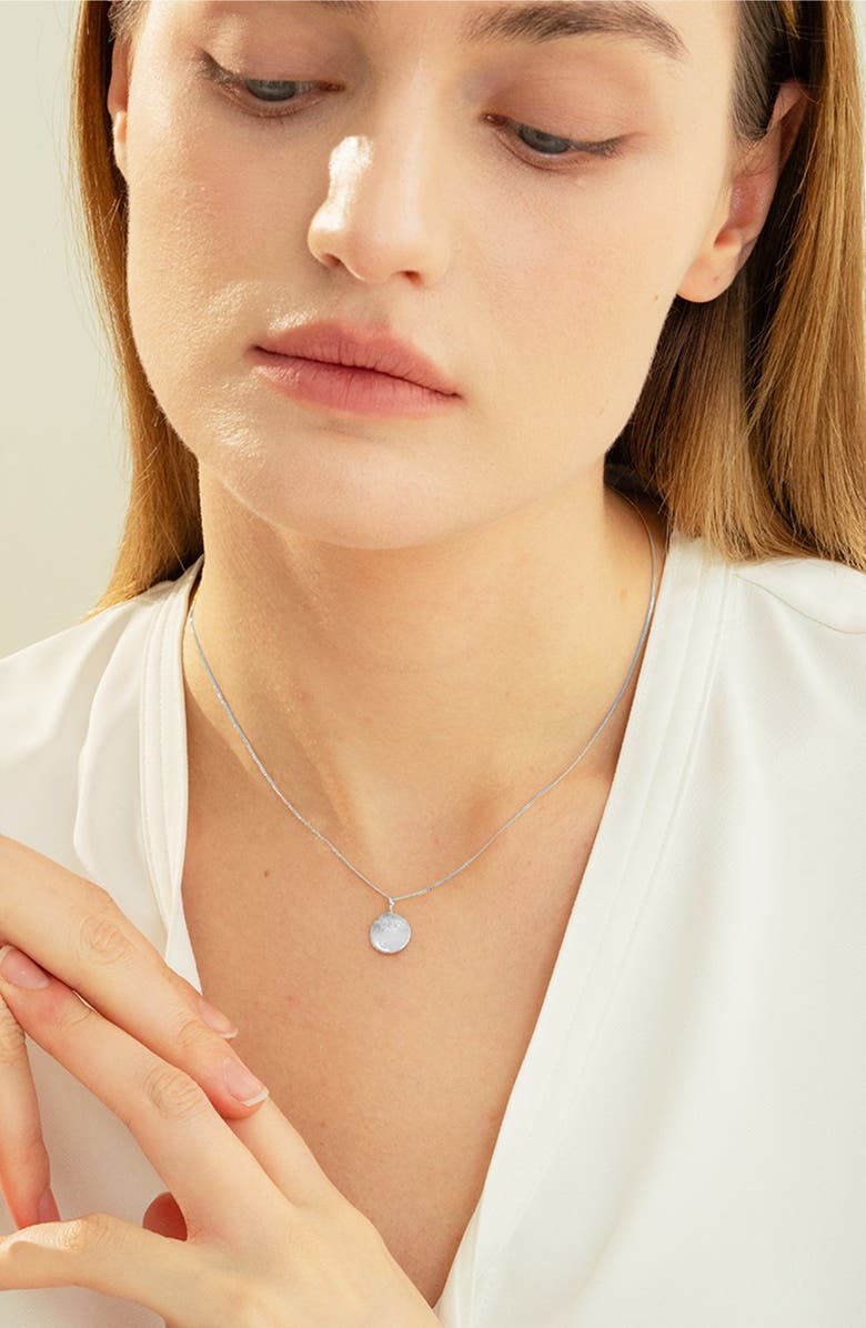 Bearfruit Jewelry Sterling Silver 18k Gold Plated Madeleine Round Disc Pendant Necklace & Stud Earrings Set, Alternate, color, Silver