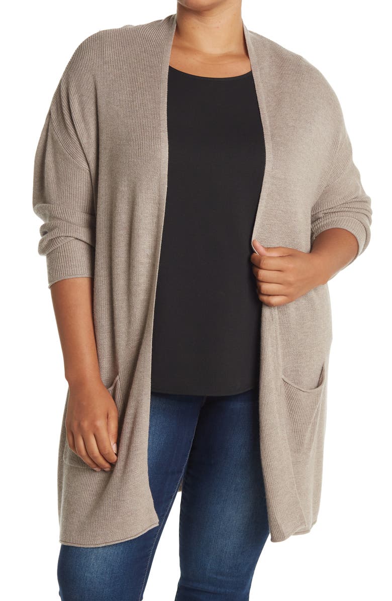 T Tahari Open Front Pocket Cardigan, Main, color, 